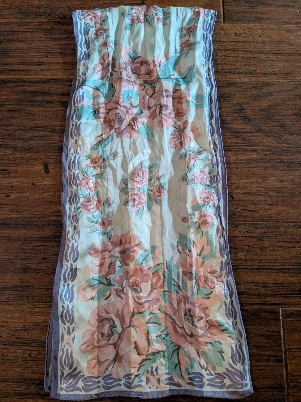 Vintage Vera Neumann 100% Pure Silk Floral Scarf